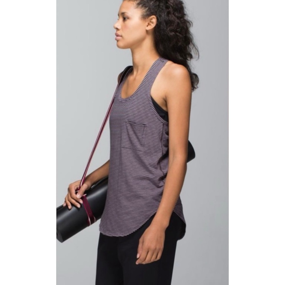 Lululemon yogi racerback 4 Hyper Stripe Mauvelous Heathered Black
